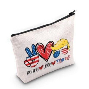 LEVLO Funny President Cosmetic Bag President 2025 Back Gift Peace Love President Makeup Zipper Pouch Bag (Peace Trum)