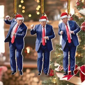 Donald Trump Christmas Ornament 2025 Set of 3 - Trump Ornaments for Christmas Tree, Trump Dancing Ornament, Trump Xmas Gifts for Supporter Trump Pendant Christma Decorations (Blue)