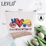 LEVLO Funny President Cosmetic Bag President 2025 Back Gift Peace Love President Makeup Zipper Pouch Bag (Peace Trum)