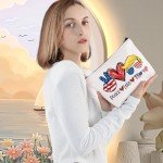 LEVLO Funny President Cosmetic Bag President 2025 Back Gift Peace Love President Makeup Zipper Pouch Bag (Peace Trum)
