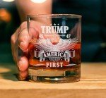 CARVELITA Donald Trump America First Whiskey Glass - Laser Engraved 11oz Old Fashioned Glass, Political Gift for Men, MAGA Merch, Right-Wing Collectible