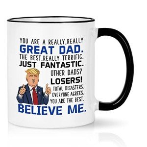 YHRJWN - Trump Dad Mug - Father's Day Gift from Daughter - Funny Trump Gift for Dad - Papa Husband Coffee Cup for Birthday, Christmas 11 Oz (Black Handle)