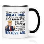 YHRJWN - Trump Dad Mug - Father's Day Gift from Daughter - Funny Trump Gift for Dad - Papa Husband Coffee Cup for Birthday, Christmas 11 Oz (Black Handle)