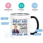 YHRJWN - Trump Dad Mug - Father's Day Gift from Daughter - Funny Trump Gift for Dad - Papa Husband Coffee Cup for Birthday, Christmas 11 Oz (Black Handle)