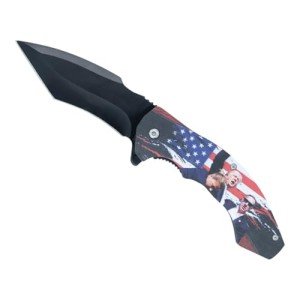 ZSNIAN Trump Knife,Donald Trump Folding Knife Fight Shot Shooting Fist Pump You Missed American Flag Pocket Knife Gift