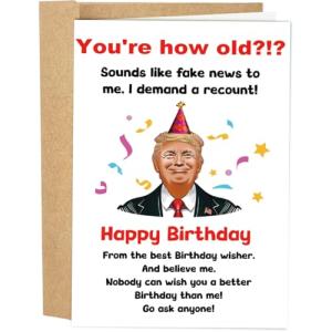 Naixiwen Funny Trump Birthday Card for Women Men, Hilarious Donald Trump Birthday Gift from Husband Wife, Joke Bday Card for Friend, Nobody Can Wish You A Better Bday Than Me