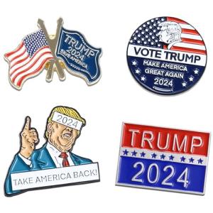SOWPOPY Trump Pins 2024, Trump Merch Enamel Pins Bulk Trump Brooch Pin American Flag Lapel Pins Set USA Trump Merchandise Gifts for Men Women Adult