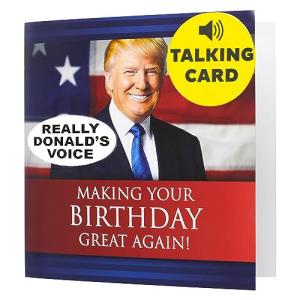 OUR FRIENDLY FOREST Talking Trump Birthday Card with Authentic Voice - Presidential Theme Birthday Greeting for Men & Women (Red)
