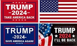 4 Pack Trump 2024 Flag Trump Make America Great Again Flag 2x3 feet Flags Double Stitch Around The Edge with Two Brass Buttonholes (Trump 2024-A)
