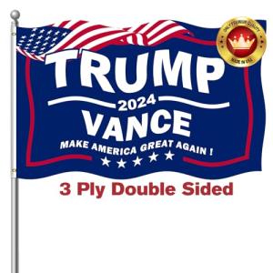 Trump Vance 2024 Flags 3x5 Outdoor made in usa Double Sided 3 Ply Heavy Duty Trump 2024 Flags Banner for Outside with 2 Brass Grommets UV protection Fade Resistant for Indoor Outdoor Decorations