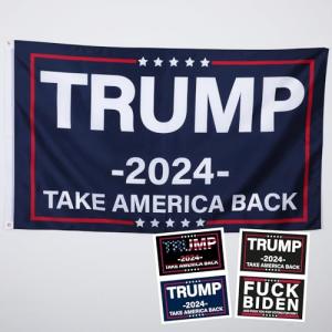 Trump 2024 Flag 3x5 FT with 4 Stickers, Take America Back Donald Trump US Flag for Outdoor Printed American Flags