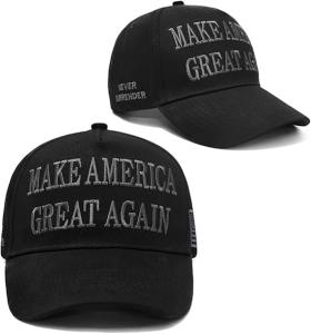 Dark MAGA Hat Donald Trump Hat Black MAGA Hats Trump 2024 45-47 MAGA Hat Never Surrender Make America Great Again Baseball Cap Black
