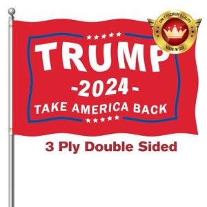 Trump 2024 Flags 3x5 Outdoor Made in USA Double Sided 3 Ply - Heavy Duty President Trump Flags 2024 Banner for Outside with 2 Brass Grommets Fade Resistant for Indoor Outdoor Decorations