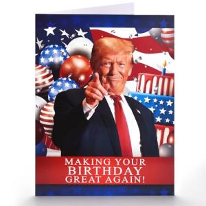 VIVIKEN Funny Trump Birthday Card, Humor Donald Trump Happy Birthday Cards for Women Men, Trump Birthday Greeting Card for Husband Wife, Trump Birthday Gifts Cards for Her Him Fans Friends