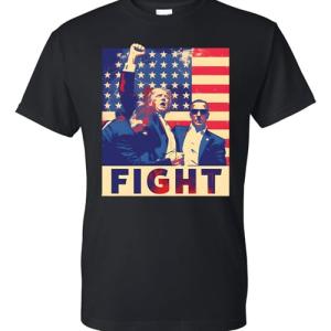 On Coast Fight MAGA MAGA Trump 2024 Assassination Attempt Fight Election Republican T-Shirt for Men and Women, Black, XL
