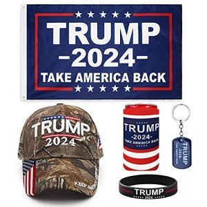 Trump 2024 Supporter Hat and Flag Set
