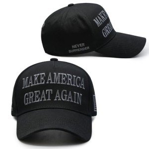 Never Surrender MAGA Hat with USA Flag