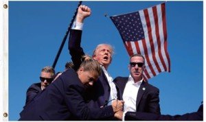 AUKUTOCO Trump 2024 Election Fist Flag Banner 3x5