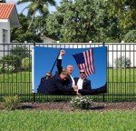 AUKUTOCO Trump 2024 Election Fist Flag Banner 3x5