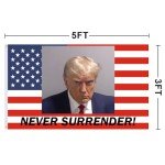 Trump Mug Shot Flag 3x5 Ft – Never Surrender
