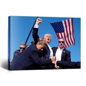 Donald Trump Fight Picture Canvas Wall Art (14" x 11")