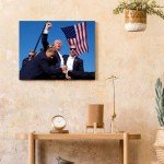 Donald Trump Fight Picture Canvas Wall Art (14" x 11")