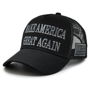 Dark MAGA Trump Hat Black Trucker Cap 2024