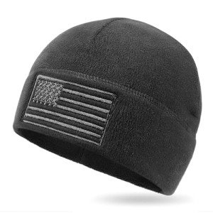 American Flag Fleece Beanie - Warm Tactical Cap