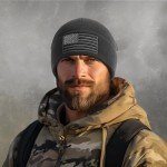 American Flag Fleece Beanie - Warm Tactical Cap