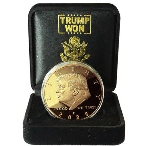 Trump 2025 Commemorative Gold Coin with Display Case