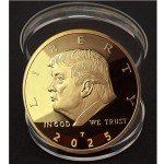Trump 2025 Commemorative Gold Coin with Display Case