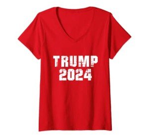 Women's Trump 2024 Keep America Great V-Neck Tee