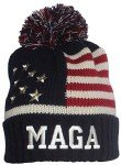 US Flag Trump Embroidered MAGA Beanie - Navy/Beige