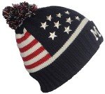 US Flag Trump Embroidered MAGA Beanie - Navy/Beige