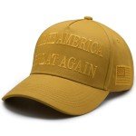 Trump 2024 Adjustable Yellow MAGA Hat with USA Flag