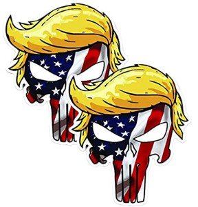 Trump Skull American Flag Vinyl Stickers (2 Pack)
