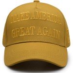 Trump 2024 Adjustable Yellow MAGA Hat with USA Flag