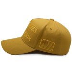 Trump 2024 Adjustable Yellow MAGA Hat with USA Flag