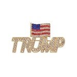 Crystal Trump Brooch with USA Flag Pin
