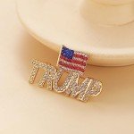 Crystal Trump Brooch with USA Flag Pin