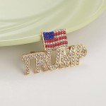 Crystal Trump Brooch with USA Flag Pin