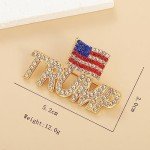 Crystal Trump Brooch with USA Flag Pin