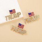Crystal Trump Brooch with USA Flag Pin
