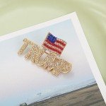 Crystal Trump Brooch with USA Flag Pin