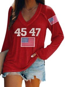 Retro 45 47 Trump V-Neck Sweatshirt for Women