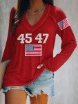 Retro 45 47 Trump V-Neck Sweatshirt for Women