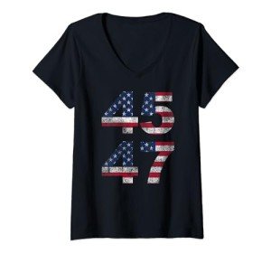 Vintage V-Neck T-Shirt: Women's Trump 45 47 2024