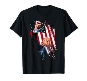 Retro Trump Fist Pump USA Flag T-Shirt