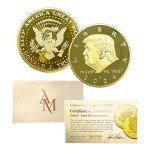 Aizics 2024 Trump Gold Coin with Authenticity Certificate