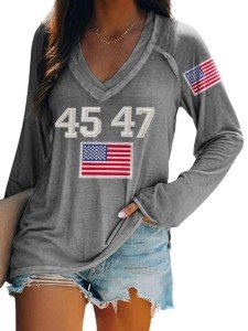 Retro 45 47 Trump V-Neck Sweatshirt for Women